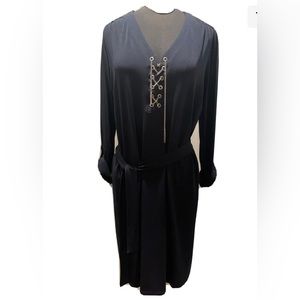 Michael Kors Chain Lace Up Front Dress M Navy